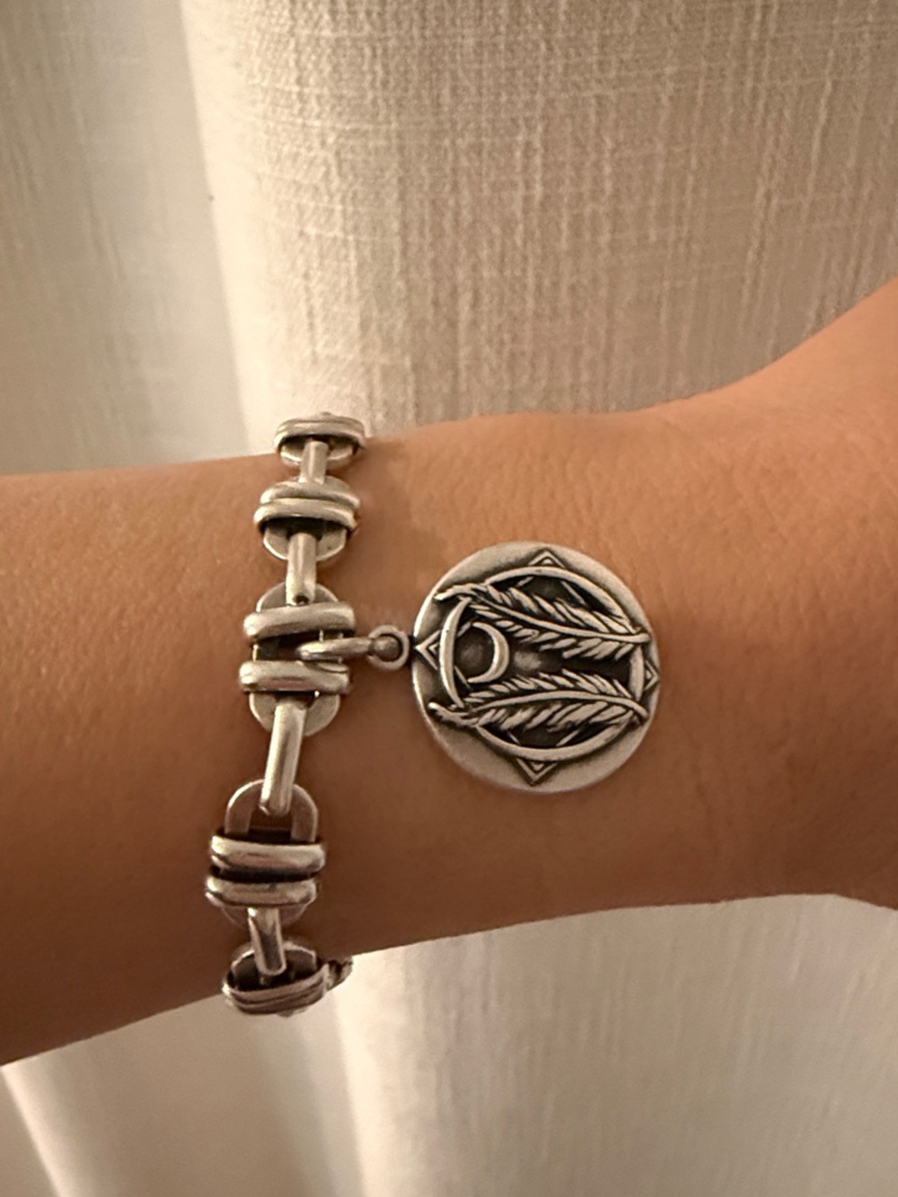Alex and Ani Silver Godspeed Vintage Collection Medallion Charm Bracelet